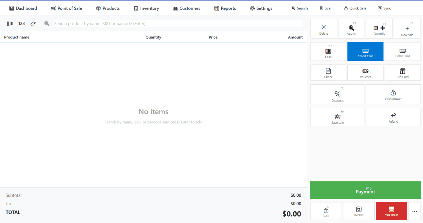 AxiomHub POS primary view